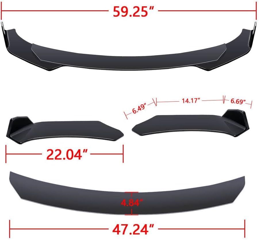 x xotic tech 9Pcs Front Bumper Lip Chin Spoiler + Side Skirt Winglets Diffuser + Rear Bumper Canard Splitter Car Body Kits + Silver Adjustable 8"-11" Support Rods Universal Fit Most Vehicles - color: Silver, size: Full Wide Body Kit w/8"-11" Rod