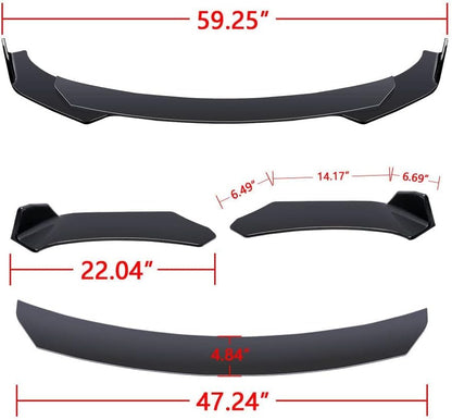 x xotic tech 9Pcs Front Bumper Lip Chin Spoiler + Side Skirt Winglets Diffuser + Rear Bumper Canard Splitter Car Body Kits + Red Adjustable 8"-11" Support Rods Universal Fit Most Vehicles - color: Red, size: Full Wide Body Kit w/8"-11" Rod