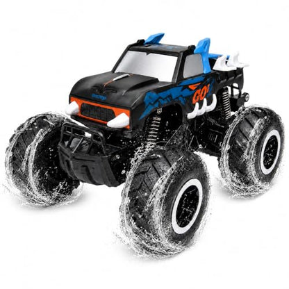 JoyRapt 1:16 Amphibious Monster Truck Toys, All Terrain RC Cars for Kids | 2.4GHz 4WD Off-road waterproof RC cars 360 Degree Spins, with 8 DIY challenge cards, Gifts for Boys Girls Ages 6-12