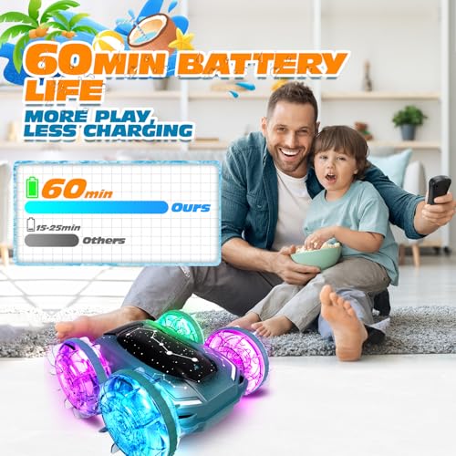 Tecnock Amphibious Remote Control Car Boat, 4WD Gesture RC Cars with Magnetic Charging, 60 Min Playtime, LED Lights, Pool Toys for Kids Ages 6-12, Gift Toys for Boys Girls - color: Green