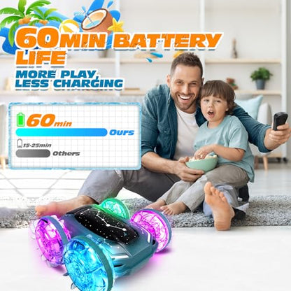 Tecnock Amphibious Remote Control Car Boat, 4WD Gesture RC Cars with Magnetic Charging, 60 Min Playtime, LED Lights, Pool Toys for Kids Ages 6-12, Gift Toys for Boys Girls - color: Green