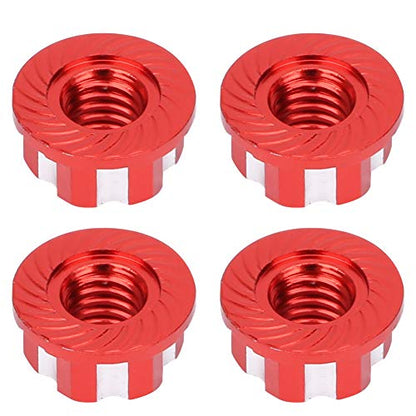 RC Hex Nuts, Lightweight Durable Aluminum Alloy 4pcs Set Hex Wheel Nuts 17mm M4 for 1/10 Scale RC Car Enthusiasts Off-Road Racing Daily Maintenance