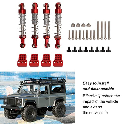 OUKENS RC Shock Absorber Set, 4Pcs Metal Red Adjustable Oil Shocks for 1/18 1/16 RC Crawler, Compatible with TRX4M, WPL C14 C24, MN D90, Axial Capra Upgrade Parts - color: Red