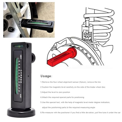 Adjustable Magnetic Gauge Tool, Automotive Camber Castor Strut Wheel Alignment Tools, Universal Camber Gauge, Vehicle Tire Repair Accessories for Most Cars Trucks RVs (Black) - color: Black