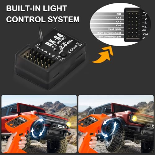 RC Radio System 4CH 2.4G RC Transmitter with Receiver and Lanyard Anti-Jamming Remote Controller for RC Car Crawler Boat, Orange - color: Orange