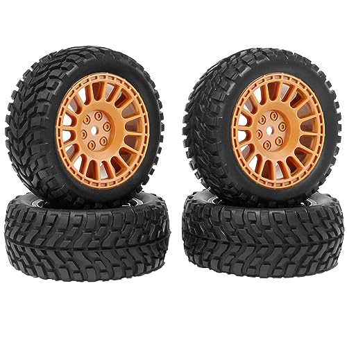 4PCS 75mm Rubber Tyres Tires with Foam Inserts and Plastic Wheel Rims 12mm Hex for 1/10 On-Road RC Drift Touring Car 1/14 1/16 1/18 Rally Car(Brown) - color: Brown