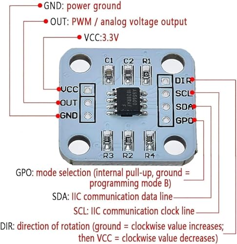 WWZMDiB 4Pcs AS5600 Magnetic Encoder 3.3V 12bit high Precision Magnetic Induction Angle Measurement Sensor Module，Mainly Used to Obtain Information Such as Progressive Motor Speed