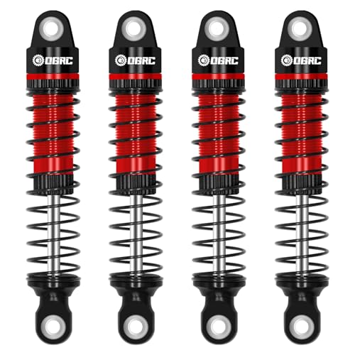 OGRC 60mm Long Travel RC Shock Absorber Oil Damper for TRX4M 1/18 RC Car | Oil-filled, Aluminum, for Traxxas TRX4M Upgrade Parts, Red - color: Black Red