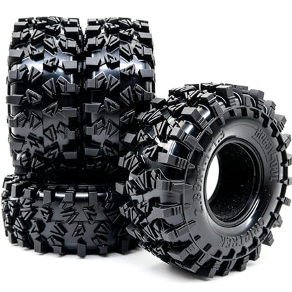 HOBBYSOUL 1.3" RC Crawler Tires - 72mm Griptrek 4-Pack Fits TRX4M SCX24 | Super soft sticky mud tires with foam inserts, upgrade for 1/18 TRX4M High Trail & 1/24 micro off-road RC crawlers
