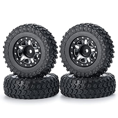 RC-Hub 4Pcs Aluminum Alloy 1.0" Micro Beadlock Wheels for 1/24 Axial SCX24 90081 RC Crawler Car (Black) - color: Black