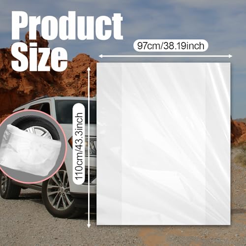 8PCS Extra-Large Tire Covers, Tire Storage Bags, Waterproof Dustproof Wheel Protective Cover, Automotive Accessories Tear-Resistant Plastic Spare Tyre Bags Universal for Most Vehicles (8PCS)