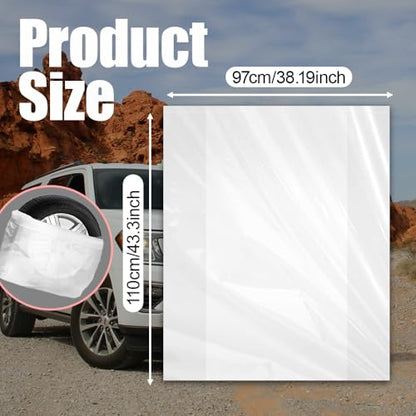 8PCS Extra-Large Tire Covers, Tire Storage Bags, Waterproof Dustproof Wheel Protective Cover, Automotive Accessories Tear-Resistant Plastic Spare Tyre Bags Universal for Most Vehicles (8PCS)