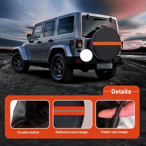 Car Spare Tire Cover, PVC Thickened Scratch-Resistant Spare Tire Storage Bag, Reflective Waterproof Sunscreen Storage Pouch with Elastic Rope, Universal for Most Vehicles (Orange)
