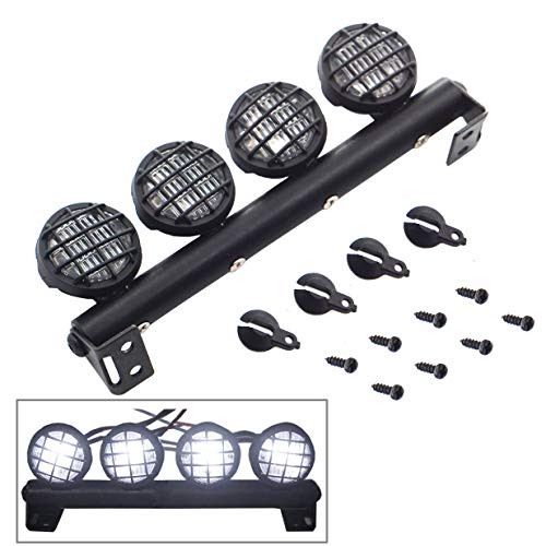 16LEDs RC Crawler Car LED Light Bar Roof Lamp Simulation Spotlight Kit 5-8.4V & RC 4Led LED Light Bar Headlight Metal Roof Lamp