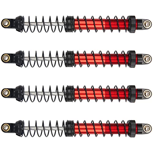 4Pcs Vgoohobby Metal Shocks Absorber Adjustable Dampers Compatible with Axial SCX10 Traxxas TRX4 D90 90046 Redcat Gen7 1/10 RC Crawler Car (Red,120mm)