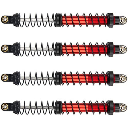 4Pcs Vgoohobby Metal Shocks Absorber Adjustable Dampers Compatible with Axial SCX10 Traxxas TRX4 D90 90046 Redcat Gen7 1/10 RC Crawler Car (Red,120mm)