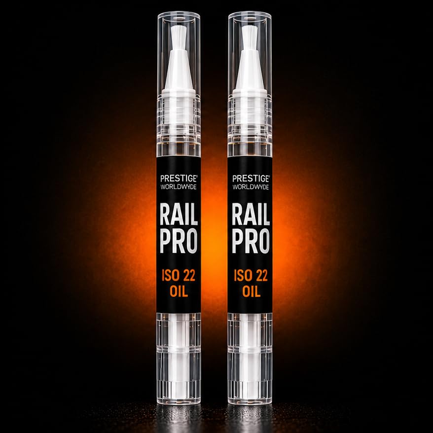 3D Oil Pen & Grease Pen Precision Applicators– Twist-to-Dispense Brush for 3D Printers, CNC, Laser Engravers, Sewing Machines & Bearings, Rails Non-REFILLABLE | Prestige Rail PRO LUBE PENS (2 Oil)