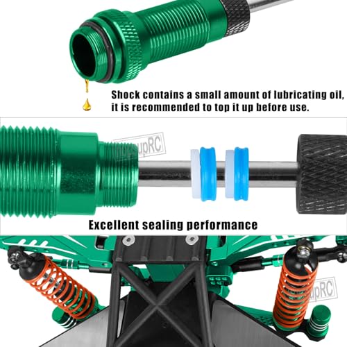 Upgrades Part Front Rear Assembled Full Metal Shocks Aluminum Big Bore RC Shocks Absorber Damper for 1/10 Slash/Rustler/Stampede/Bandit 4X4 4WD 2WD(VXL).Green(4PCS) - color: Green(4PCS)