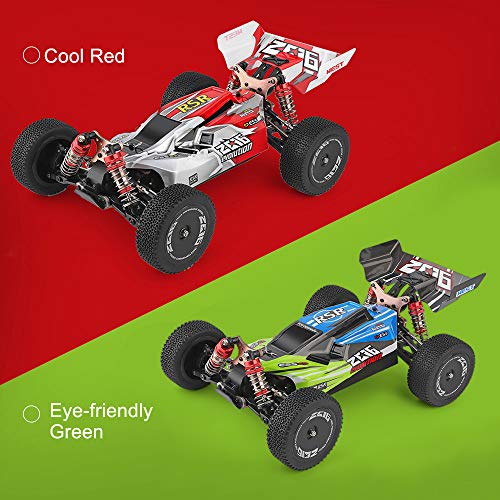 GoolRC WLtoys 144001 RC Car, 4WD 2.4GHz 60km/h High Speed Remote Control Car Off-Road RC Trucks, 1:14 Scale RC Buggy with RTR Aluminum Alloy Chassis 550 Motor Gifts for Adults - color: Green