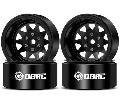 OGRC 1.9 Beadlock Wheel Offset -8.9mm Wheel for Traxxas Axial 1/10 RC Car | Aluminum RC Wheels, for TRX4 SCX10 Redcat GEN7 GEN8 RC4WD D90 Crawler, Black - color: Black