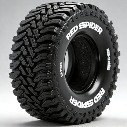 REDSPIDER 1.3" RC Crawler Tires with Foam Inserts, 68mm All Terrain for 1/18 TRX4M FCX18, 1/24 SCX24 AX24 FCX24 Micro Crawler Upgrade Parts, 4PCS (Tires)