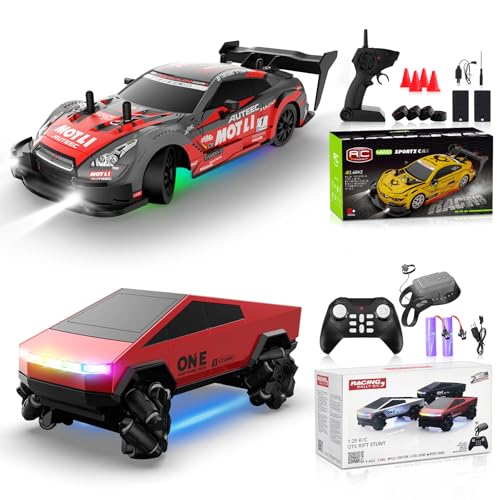 RC Drift Car 1/20 Scale 2.4GHz 4WD Remote Control Cars with Led Lights 22KM/H High Speed &1/28 Scale Gesture Sensing RC Stunt Cars Toys for 6-12 Years Old Boys Girls