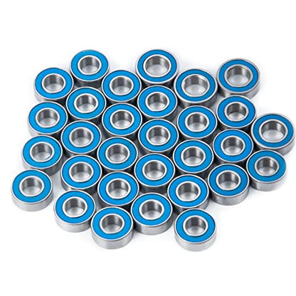 30PCS Steel Blue Ball Bearings Kit for Tamiya Semi Grand Freight | Globe Liner R620 King Hauler 1/14 RC Tractor Truck Climbing Trailer Car Upgrade Parts 6x12x4mm 5x11x4mm