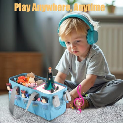 Carrying Case for Toniebox Starter Set Hold 30+ Tonies Figures Blue | Play Without Unpacking, Kid-Friendly Tonies Organizer, Holds Headphones & Charge, Portable Travel Carrying Bag - color: Blue