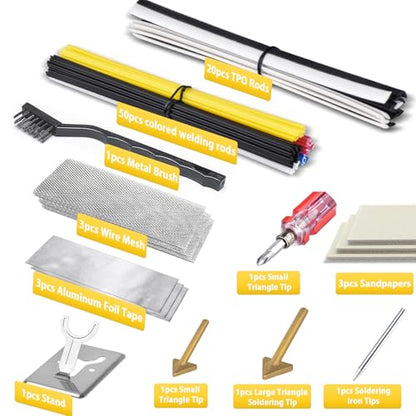 150W Plastic Welder Kit, 3-Speed Temperature Control Plastic Welding Kit, Professional Plastic Weld Tool With 70pcs Welding Rods,3Tips,Portable Plastic Repair Kit For Car Bumper,Kayak Repairs (Yellow) | Plastic Weld With 3 Tips, 70pcs Rods, Portable Bumpe