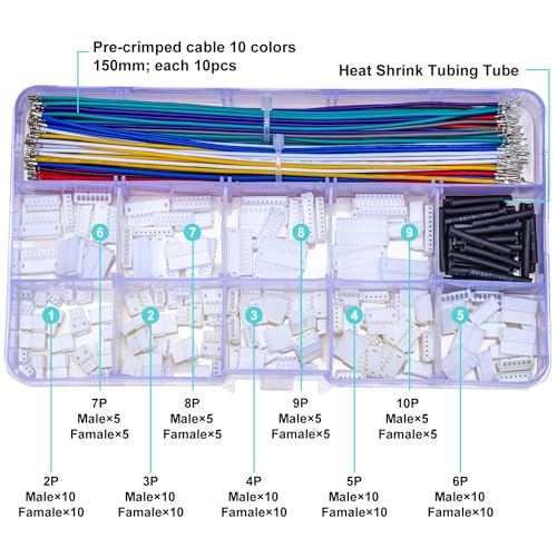 JST Connector Kit 1.5mm Pitch JST-ZH 1.5 Male Female Connector with Premium 28AWG Pre-Crimped Extension Cables,ZH 1.5mm Connector 2/3/4/5/6/7/8/9/10 Pin Male Female Housing (ZH-MF-Kit) - size: JST-1.5MM-ZH Male Female