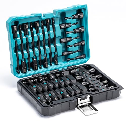 LIBRATON 31PCS Magnetic Nut Driver Set, 1/4" Impact Drill Driver Bit Set | Long Nut Drivers 6INCH, Metric & SAE Nut Drivers for Impact Drill, Socket Set, Impact to Hex Converter, PH1, PH2, Storage Box - style: 31PCS