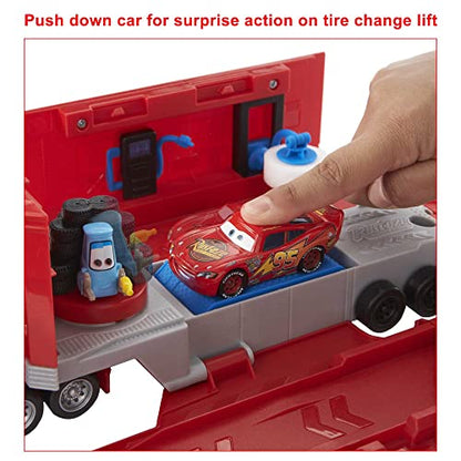 Mattel Disney and Pixar Cars Transforming Mack Playset | 2-in-1 Toy Truck & Tune-Up Station with Launcher, Lift & More, Movie-Inspired Graphics