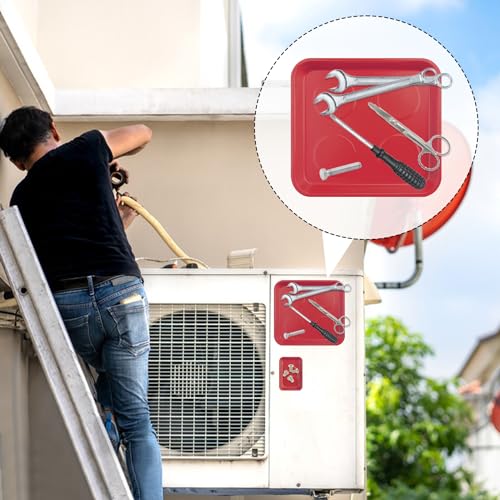 8 PCS Magnetic Trays, Magnet Tool Tray, Magnetic Parts Tray, Red | Include 2 PCS 11.4 X10.6Inch & 3 PCS 6 X 2.5 Inch & 3 PCS 3.6 X 2.5 Inch - size: 8 PCS