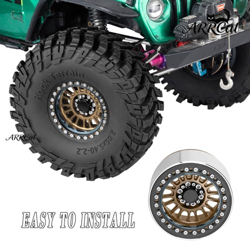 Alloy 2.2 Beadlock Wheels Rims for 1/10 TRX4 TRX6 SCX10 SCX10 II SCX10 III SCX10 Pro Gen7/8 D90 VS4-10 MST CFX RC Crawler Car,RC 2.2 Beadlock Wheel Off Road Buggy Rally RC Truck Wheel,Bronze - color: Bronze - (Alloy 2.2 Beadlock)