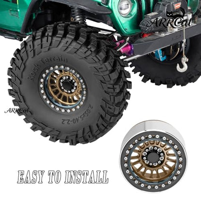 Alloy 2.2 Beadlock Wheels Rims for 1/10 TRX4 TRX6 SCX10 SCX10 II SCX10 III SCX10 Pro Gen7/8 D90 VS4-10 MST CFX RC Crawler Car,RC 2.2 Beadlock Wheel Off Road Buggy Rally RC Truck Wheel,Bronze - color: Bronze - (Alloy 2.2 Beadlock)