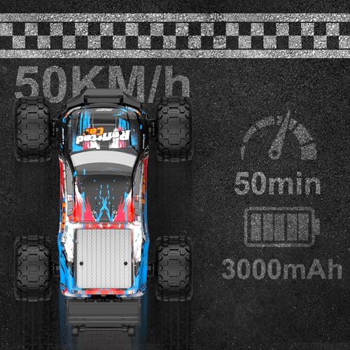 1:16 4X4 High-Speed 40-50+KM/H(Peak) RC Cars Monster Truck - 390 Motor Durable axle & Suspension RC Truck | 3000mAh Batteries | rc Car Toys Back-to-School Season Birthday for Teens Aged 14+ - color: Blue-black