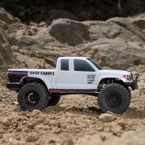Axial RC Truck 1/24 SCX24 Base Camp 4x4 Rock Crawler Brushed RTR(Everything Needed to Run is Included) - White, AXI-1219T1 - color: White