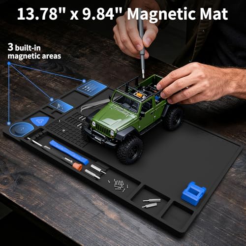 STREBITO Soldering Mat Silicone Work Mat, 932°F Heat Resistant 13.8"x9.9" | Magnetic Mat for Screws and Tools, Solder Mat Electronics Mat for Watch, Phone, Tablet, Eyeglass, Knife, Computer