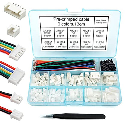 2.54mm XH Connector Socket Kit with pre-Crimped Cable Wire 2/3/4/5/6/7 Pin Housing JST Adapter Cable Male and Female Compatible with JST-XH Connector (Connector&Socket) - style: Connector&Socket