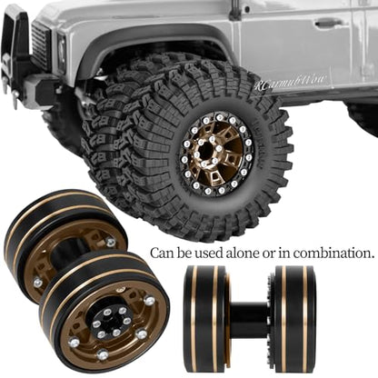 RC 1.3 Beadlock Wheels Single & Dually for 1/18 TRX4M Ascent-18,1/24 SCX24 FCX24 RC Crawler Car,Aluminium & Brass 1.3 Beadlock Rims,4pcs,Brown w/Black - color: Brown(4pcs)