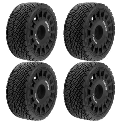 100mm 1/8 RC On-Road Tires and 15-Spokes RC Hard Plastic wheels High Grip Set 17mm Hex For 1/7 1/8 HPI VRX WR8 HSP Hobao Kyosho ARRMA Redcat Losi KM C3 CNE Ford W200 (Black) - color: Black