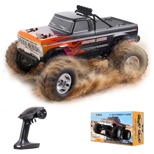BEEZRC FMS RC Truck 1/10 Ford F-100 Brushless Officially Licensed, Monster Truck, 2WD High Speed Off-Road,RC Rock Crawler, Hobby Grade Remote Control Car for Adults RS no Battery (Black) - color: Black