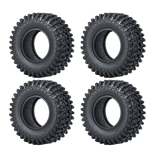 4PCS 1.0" Crawler Tires Rubber Wheel Tires Set for 1/24 Axial SCX24 90081 AXI00001 AXI00002 AXI00005 AXI00006 RC Crawler Car (50mm) - size: 50mm