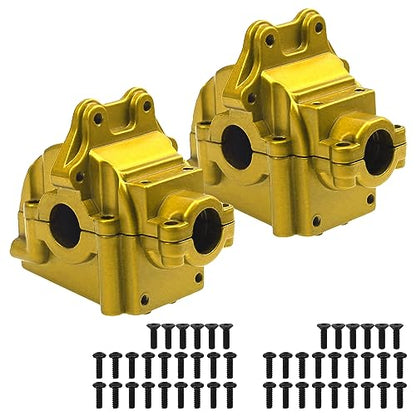 ShareGoo Metal Gearbox Housing Differential Cover & Differential Gear Set & Central Drive Shaft Compatible with WLtoys 144010 144001 144002 1/14 RC Car Upgrade Part (Gold) - color: Gold