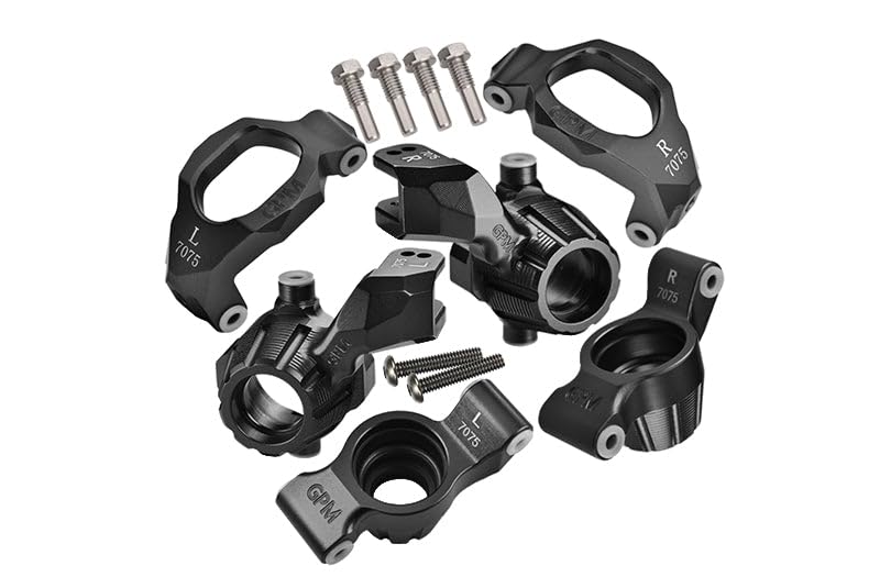Aluminum 7075 Front C-Hubs & Front Steering Blocks & Rear Stub Axle Carriers Set for Traxxas 1:10 4WD MAXX 89076-4 / 4WD MAXX with WideMAXX 89086-4/1:8 4WD Maxx Slash 6S 102076-4 Upgrades - Black