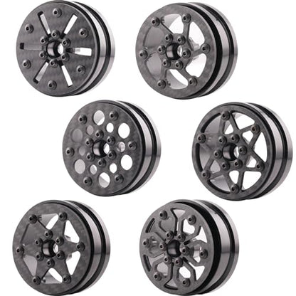 1.9" Aluminum Beadlock Wheel Rims 4PCS Carbon Fiber for 1/10 RC Crawler TRX4 Axial Capra SCX10 VS4-10 Gen8 Upgraded Carbon Fiber 1.9 Beadlock Wheel Rims - style: TXW-LG-F