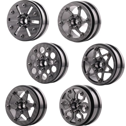 1.9" Aluminum Beadlock Wheel Rims 4PCS Carbon Fiber for 1/10 RC Crawler TRX4 Axial Capra SCX10 VS4-10 Gen8 Upgraded Carbon Fiber 1.9 Beadlock Wheel Rims - style: TXW-LG-A