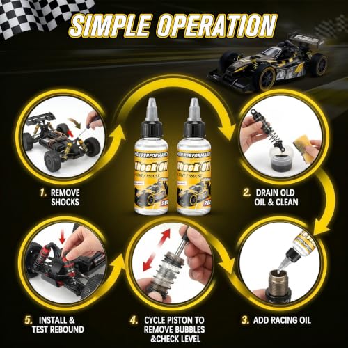 2 Bottles Racing Silicone Shock Oil 30WT 350CST, RC Car Shock Oil for Lubricating R/C Radio Controlled Cars and All Types of Vehicles, Electric Car/Truck Option Parts, Does Not Evaporate