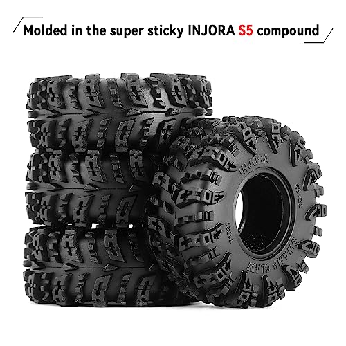 INJORA 1.0 Swamp Claw Mud Terrain Tires for 1/18 1/24 RC Crawler, 56 * 23mm
