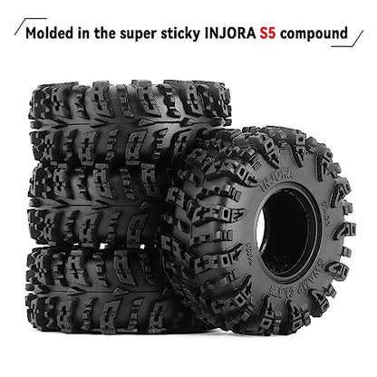 INJORA 1.0 Swamp Claw Mud Terrain Tires for 1/18 1/24 RC Crawler, 56 * 23mm